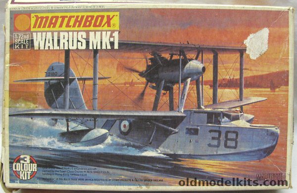 Matchbox 1/72 Supermarine Walrus MK-1 - HMS Sheffield 1938 or 283 Sq RAF Italy 1944, PK105 plastic model kit